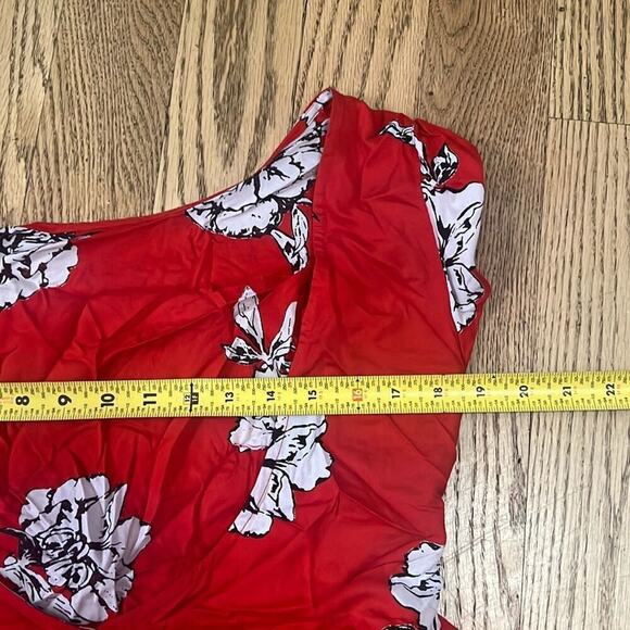 Anthropologie Free People Rita Red Floral Print Tiered Midi Dress Size Small Pet - Picture 9 of 10